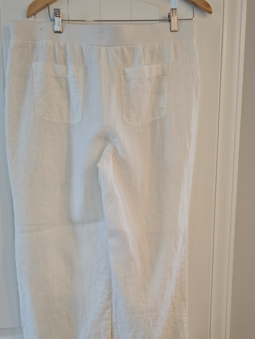 JM Collection White Linen-Blend Drawstring Pants - Picture 3 of 3